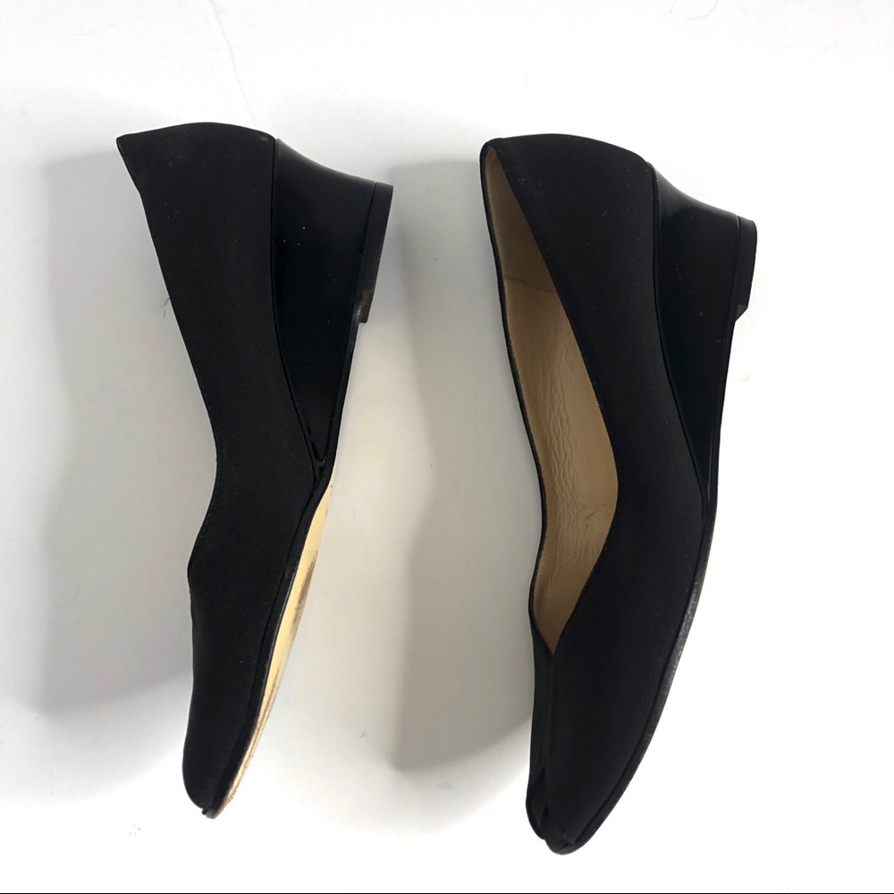 Bruno Magli Black Patent Wedge Peep Toe Shoe 7AA - Picture 2 of 8